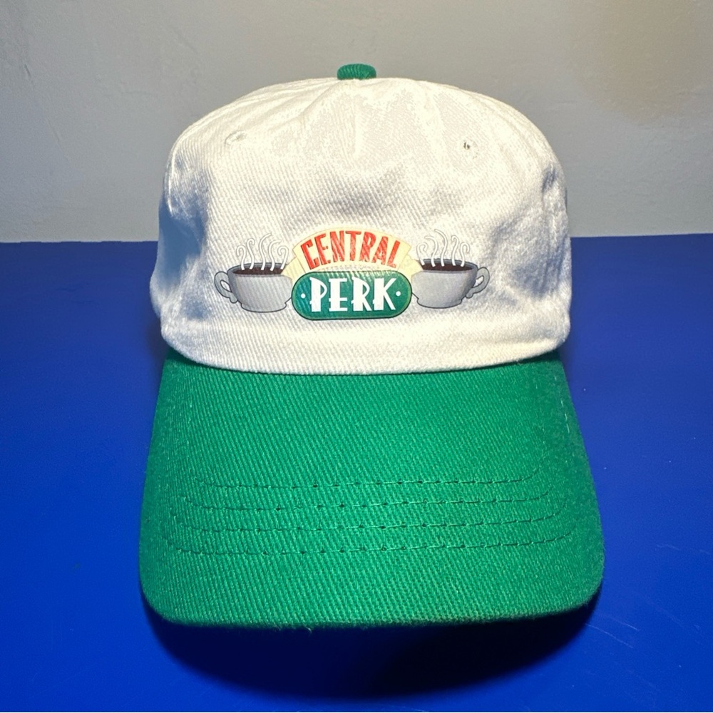Friends TV Central Perk Hat Cap Strap Back White And Green